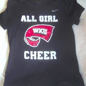 Black Nike DRI fit WKU Cheer Tee size large